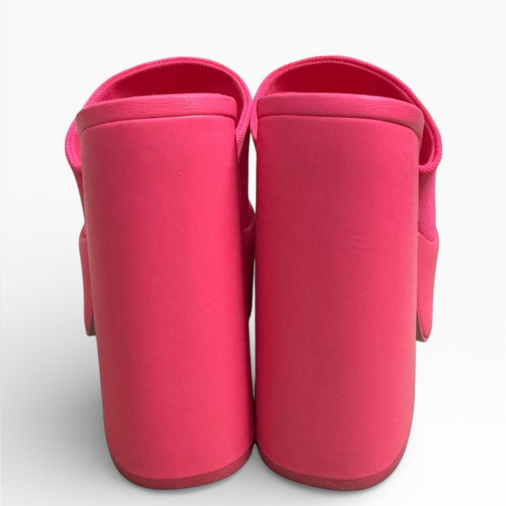 Steve Madden Tristyn Platform Mule Sandals Hot Pink Square Toe Heels Size 9 - Picture 7 of 7